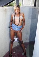 ATK Exotics: Shae Spreadz (Black model Rashae flashes her pussy outside)